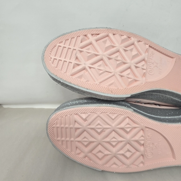 Converse All Star X Miley Cyrus Pink Canvas Sneakers Sz 8 Silver Metallic Sparks - Picture 11 of 12